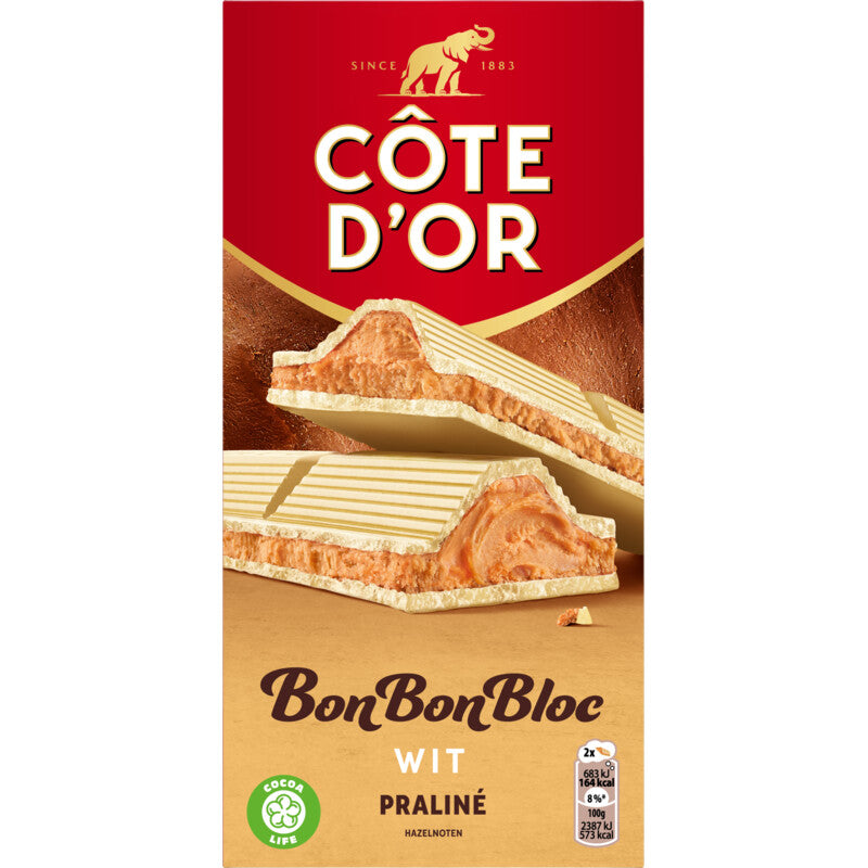 Cote d´or bon bon bloc wit praline