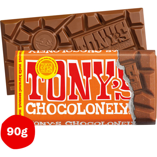 Tony chocolonely melk karamel zeezout